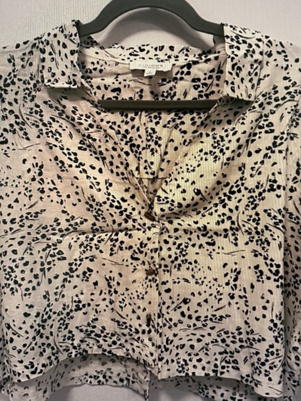 Catherine Malandrino Beige and Black Abstract Print Blouse